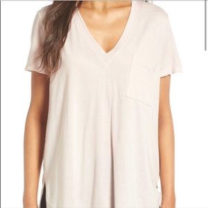 NWT Lush Raw Edge Side Slit Tee